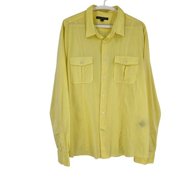 John Varvatos Mens Shirt Yellow Cotton Button Down Long Sleeve Lightweight XXL - Picture 1 of 5